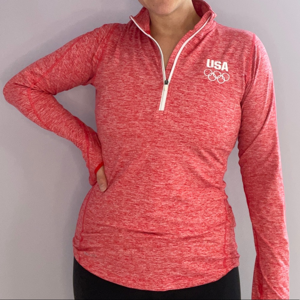 USA Olympic Nike Womens Dri-Fit Heathered Element 1/2 Zip, Size Small